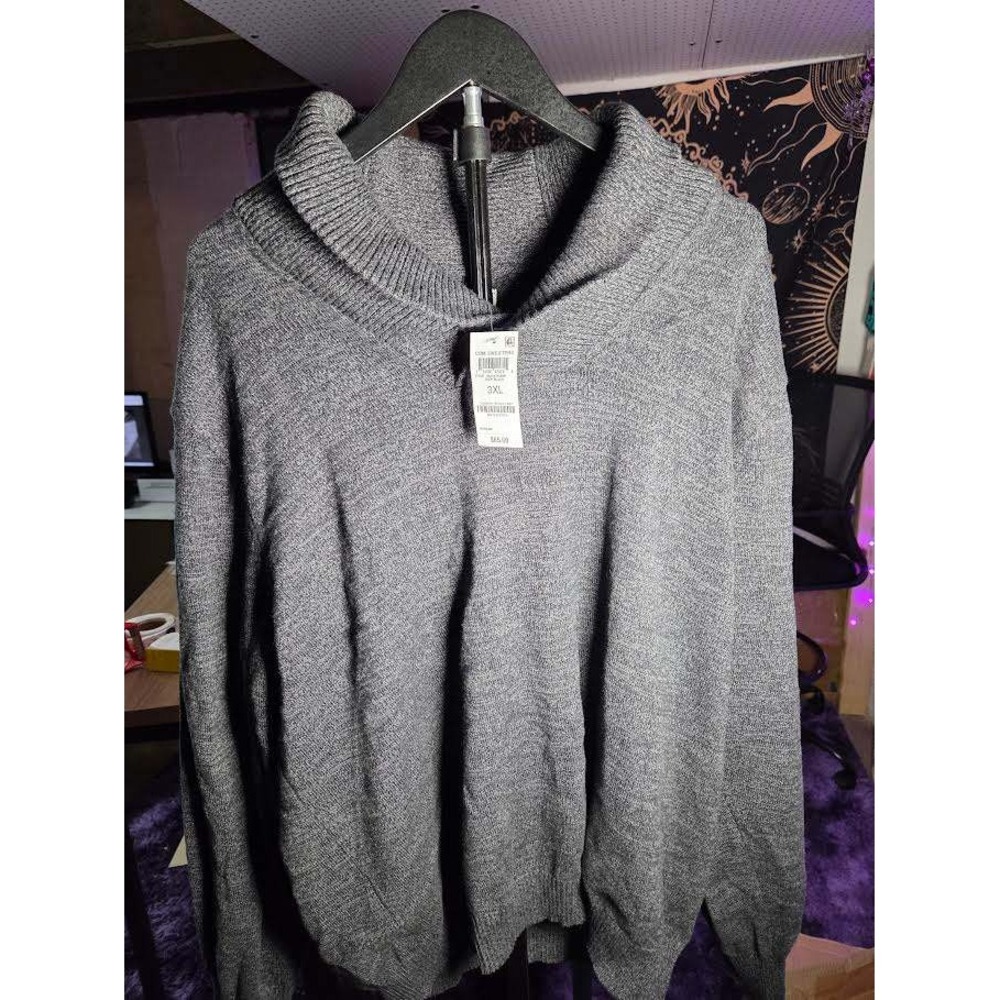 Club Room Men‎ Deep Black Cowl Neck Sweater 3XL